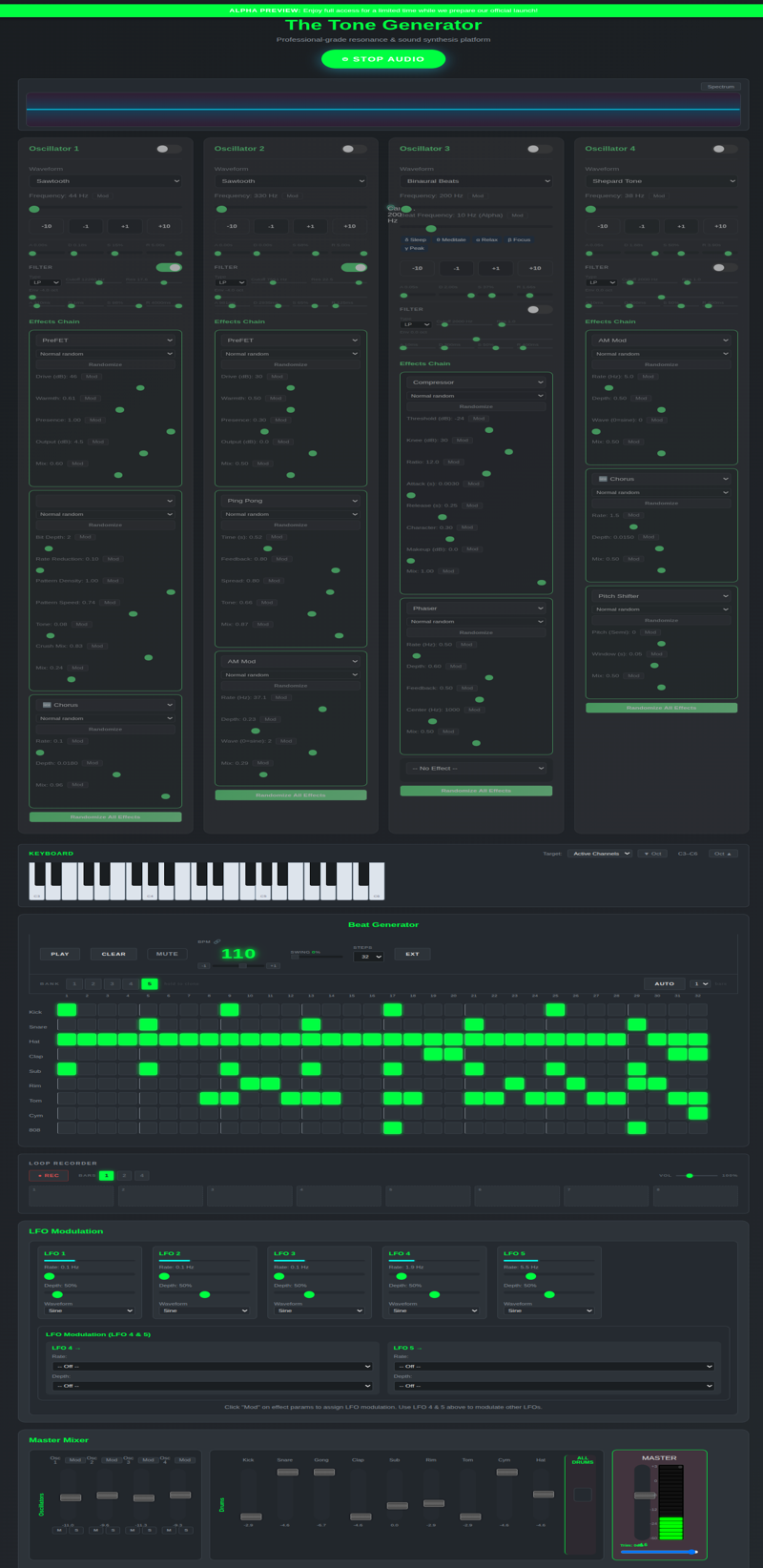 Synth Loop Generator FM Synthesizer Online — 4 Oscillators, Binaural Beats & Sequencer | The ...